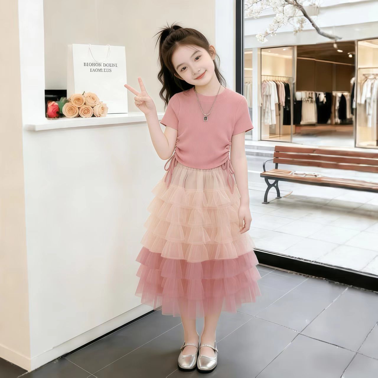 Girls' Pink Two -piece Set