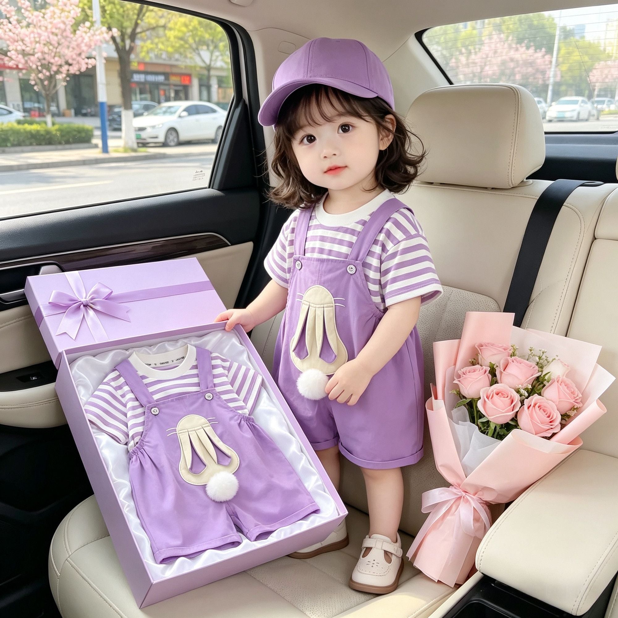 Cotton baby suit with short sleeves
