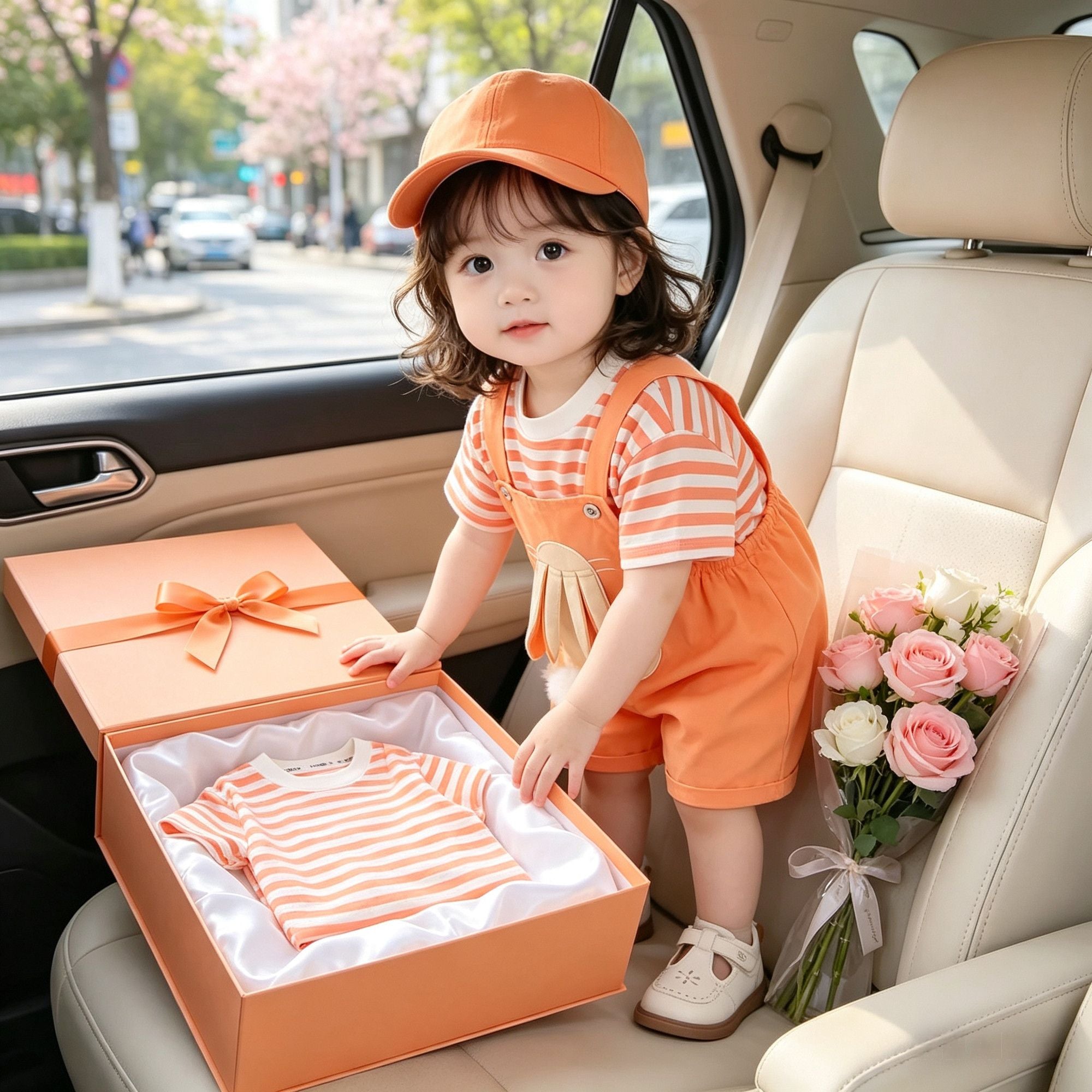 Cotton baby suit with short sleeves
