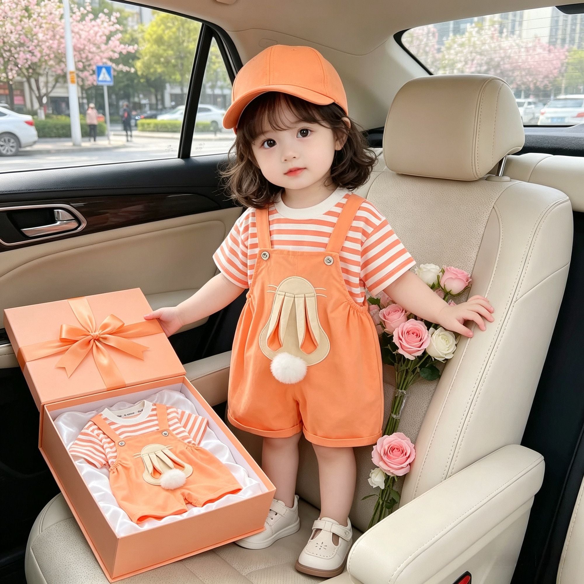 Cotton baby suit with short sleeves