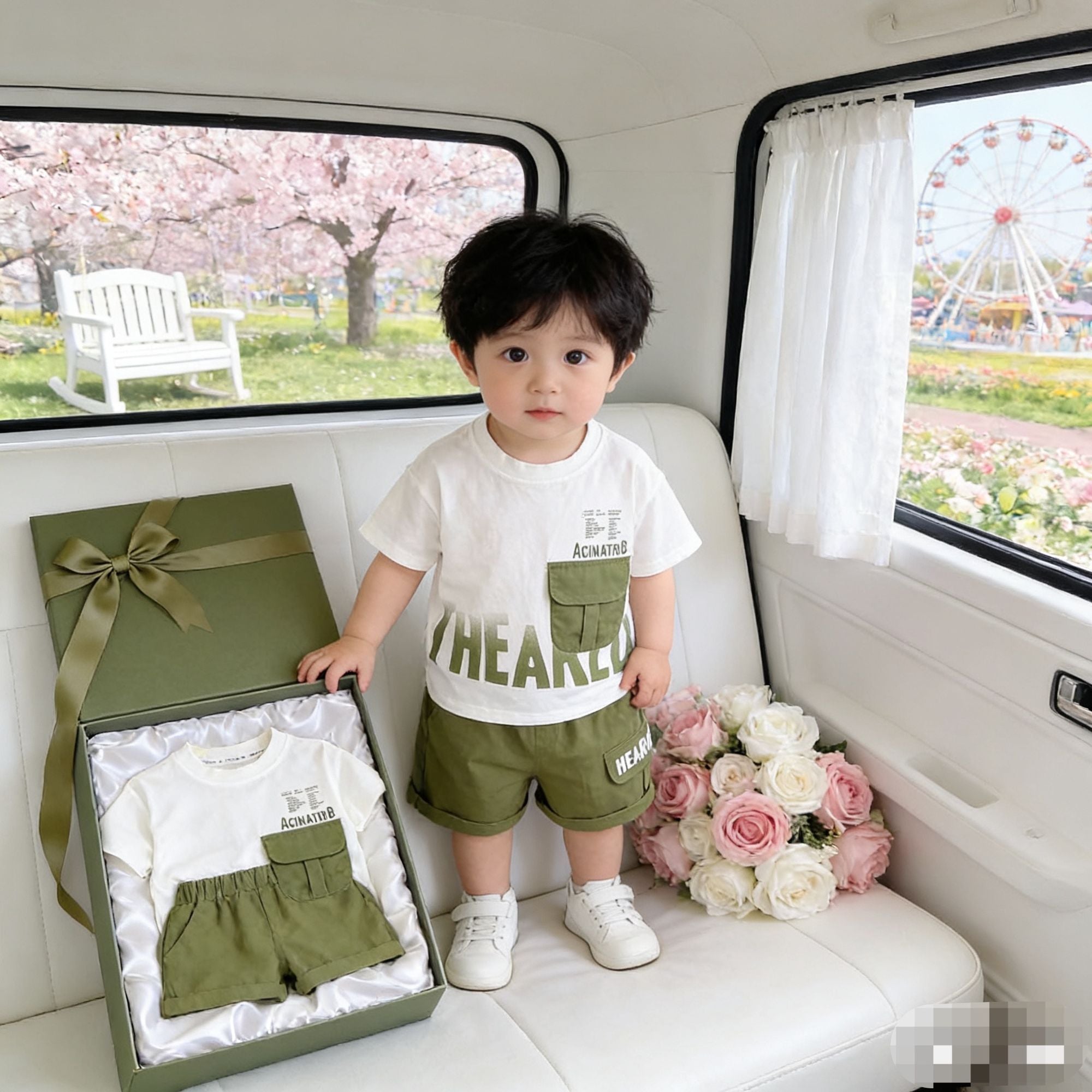 Cotton baby suit with short sleeves
