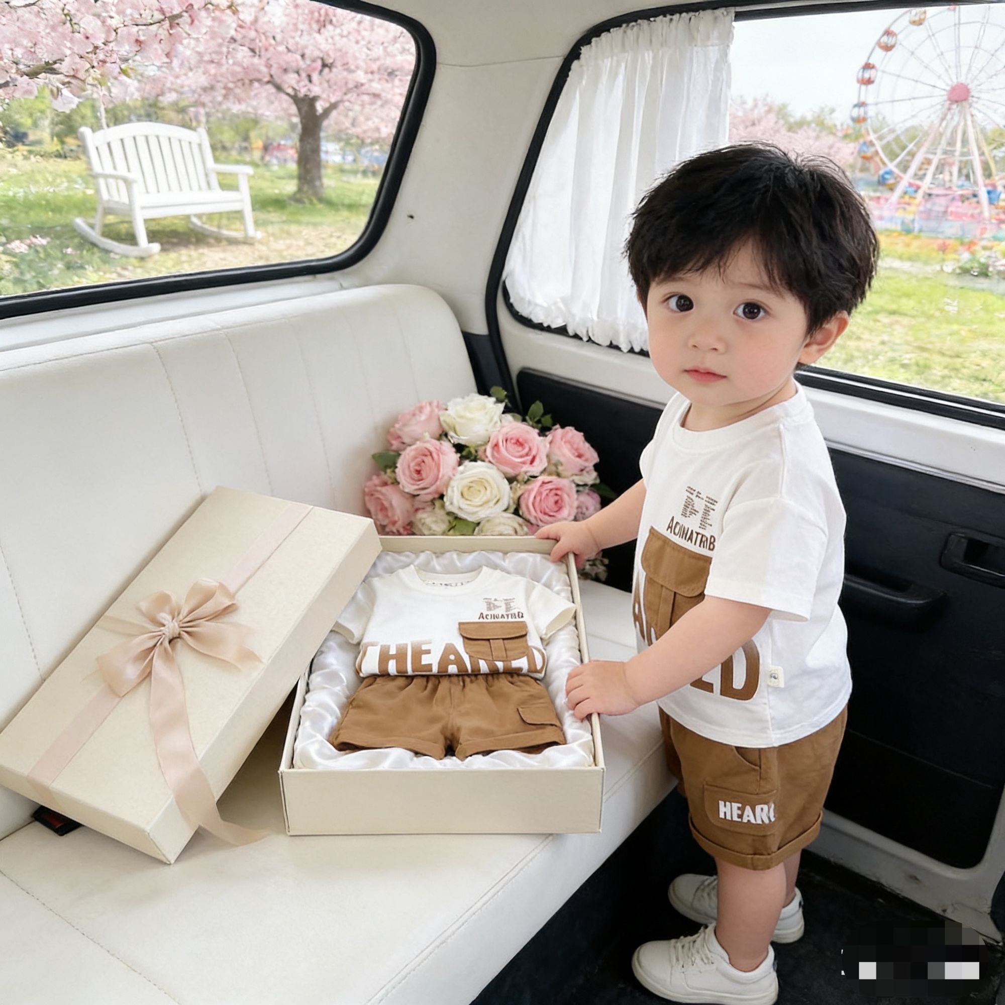 Cotton baby suit with short sleeves