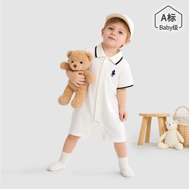 Cotton baby suit with short sleeves
