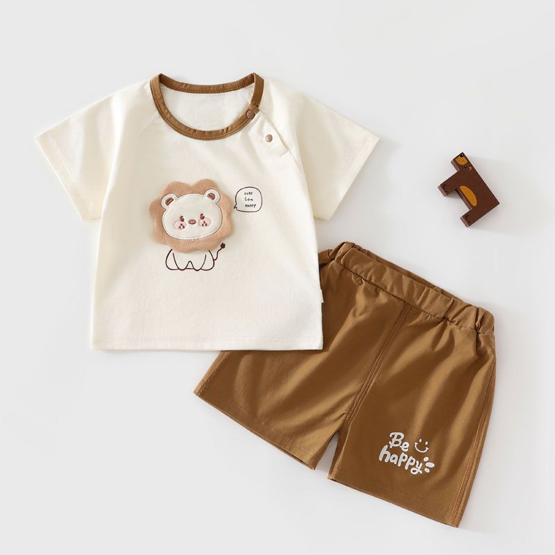 Cotton baby suit with short sleeves