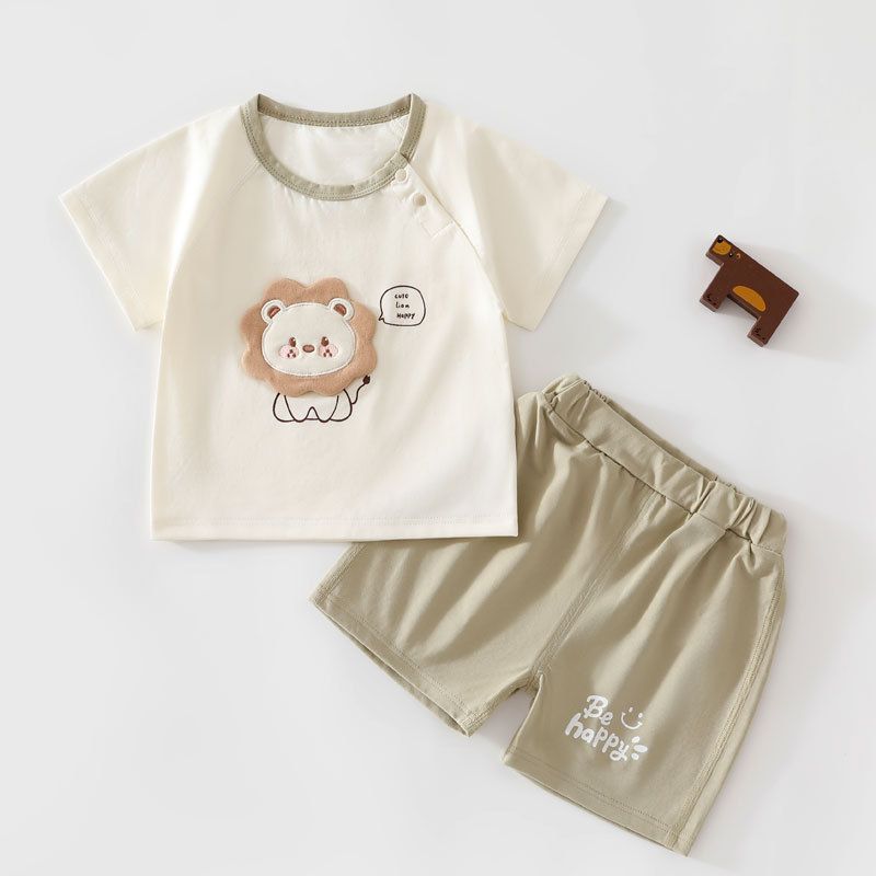 Cotton baby suit with short sleeves